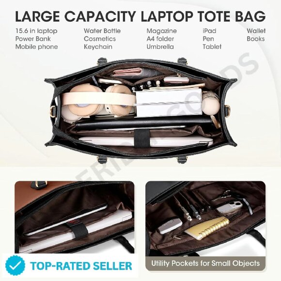 Large Waterproof Laptop Tote Bag Professional Office Work Briefcase Teacher - Picture 3 of 4